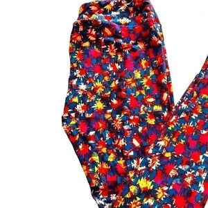 Lularoe TC teal aztec leggings with orange, yellow , white. NWOT.